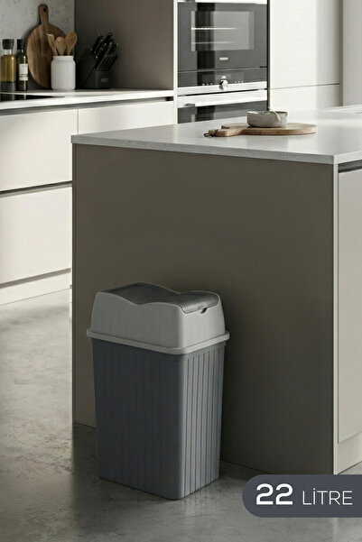 Vienev Çift Kapaklı Çöp Kovası 22 Lt Antrasit - Banyo Mutfak