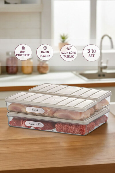 SELKA HOME Set of 3 (1 Piece 2.25L, 2 Pieces 1L) Nora Organizer Refrigerator ...