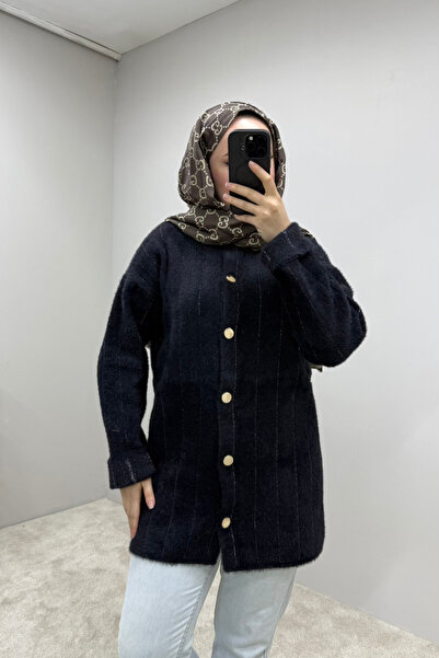 MODARTE Simli Çizgili Uzun Tesettür Hırka