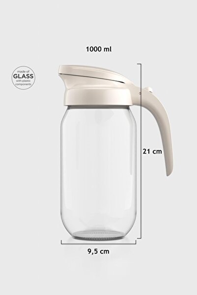 Renga Beluga 1000 ml Bej Kapaklı Cam Sürahi 111028
