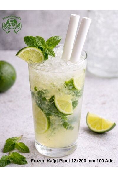 Zorlu Ekolojik Ürünler Beyaz Sargılı Frozen Kağıt Pipet 12x200 mm 100 Adet Bu...