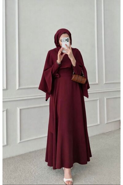 YS BUTİK STELLA DOUBLE KUMAŞ PELERİNLİ ELBİSE