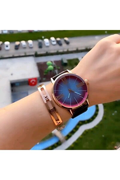 ÇENÇEN Karışık Renkli Hasır Mıknatıslı Kordon Renkli Cam Unisex Saat