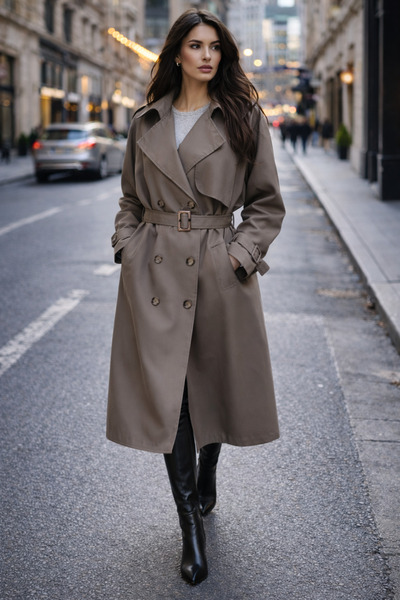 MADAMMERY Oversize Thick Soft Textured Lining Trench Coat