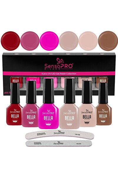 SensoPRO Milano Σετ 6 ημιμόνιμων βερνικιών νυχιών SensoPRO Milano, BELLA Radi...