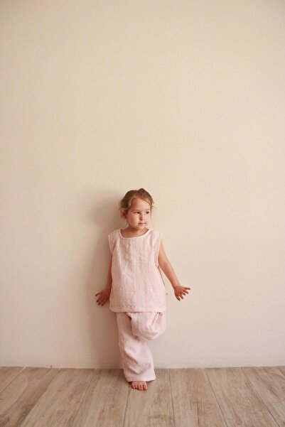 Oh La La Koala For Little Ones Set de muselină cu buzunar asimetric cu dungi roz