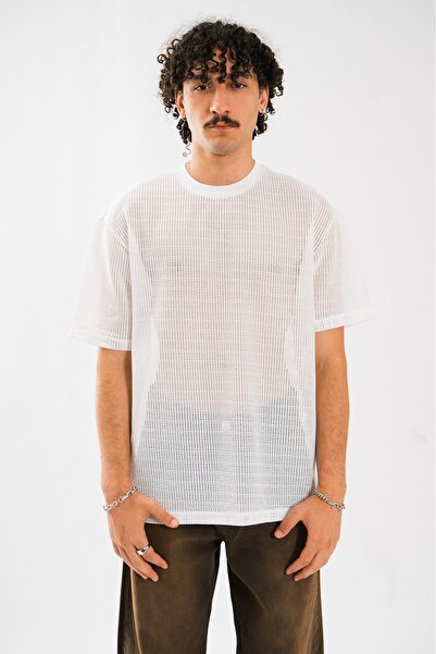 Super Rare White Mesh Oversize Men's T-Shirt