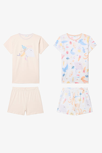 Penti Set de pijamale din bumbac subacvatic pentru fete, 2 piese