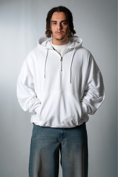 No Future Street Style Half Zip Oversize Erkek Hoodie NF0336BY