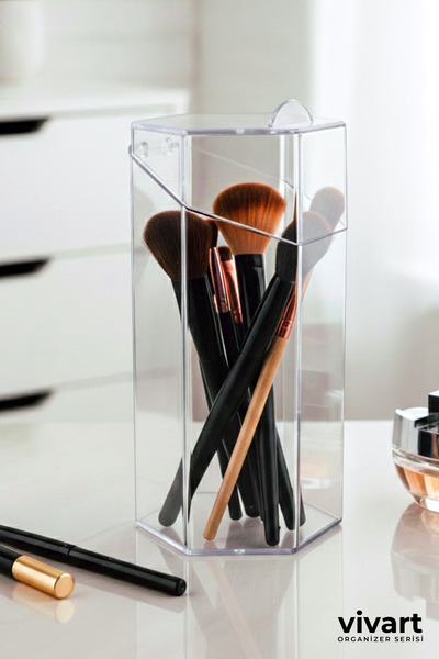 F BLACKSTONE Altıgen Kapaklı Fırçalık - Makyaj Organizeri