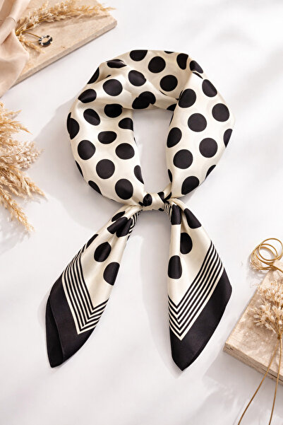 Behills Kadın Bandana Fular Puantiye Desenli Rayon Kumaş İtalyan Dikişli Boyu...