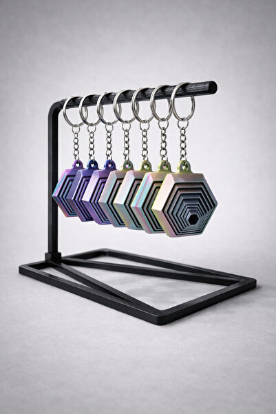 Moshu Design Altıgen Stres Anahtarlık Fidget Toys Hobi Çanta Süsü Charm Aksesuar