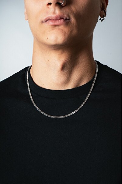 UKHWD SUPPLY 4mm x 50cm Cuban Chain Çelik Zincir Kolye KA1175GM