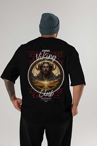 Ankhises Viking Mythology 3 Μπλουζάκι με στάμπα στην πλάτη, μαύρο, υπερμεγέθη...