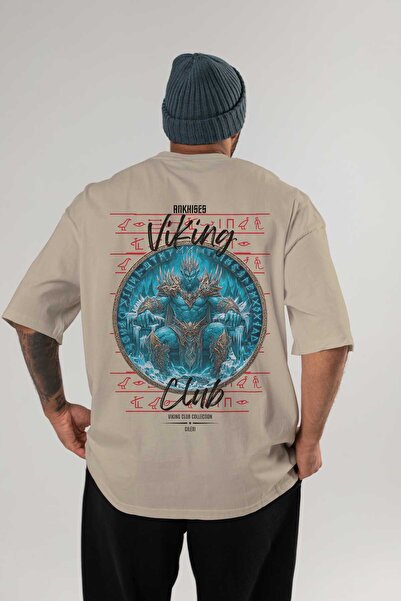 Ankhises Μπλουζάκι Thrym με στάμπα στην πλάτη, μπεζ, oversized, ανδρικό και γ...