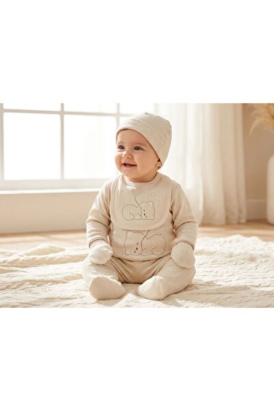 Gaye Unisex Balonlu Ayı 5 Parça Hastane Çıkışı Zıbın Seti - %100 Pamuk