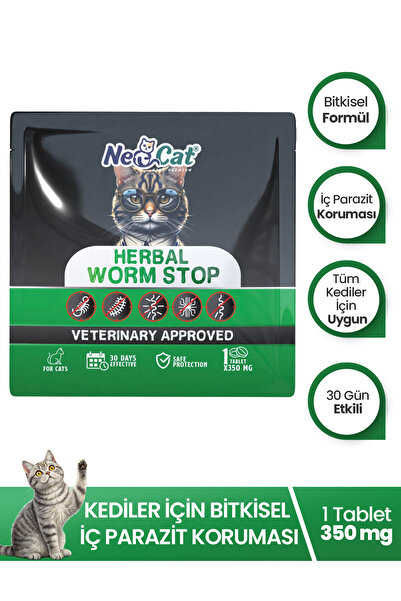 NEOCAT Bitkisel & Lezzetli Anti Parazit Tableti İç Herbal Worm Stop Anti Para...
