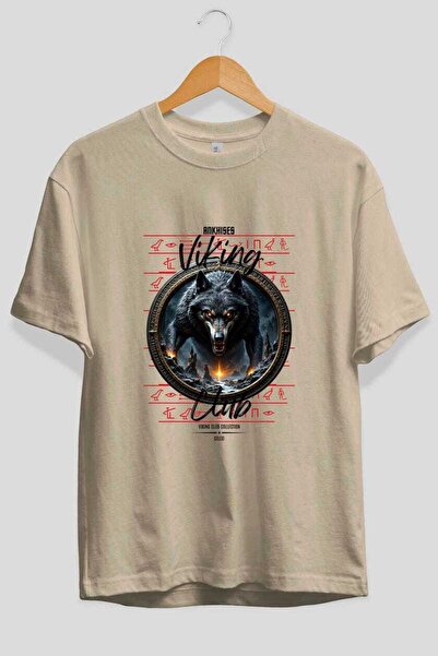 Ankhises Viking Mythology 28 Pre-Printed Beige Oversize T-Shirt Men Women Cot...