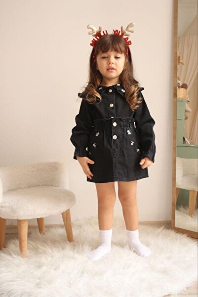 Joui Co Girl's Double Denim Set with Embroidery Stylish Casual Combination-K-...