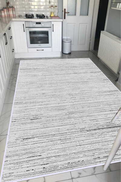 VOPTEKS Gri Halı Mutfak Halısı Makinede Yıkanabilir Halı Kaymaz Taban Halı