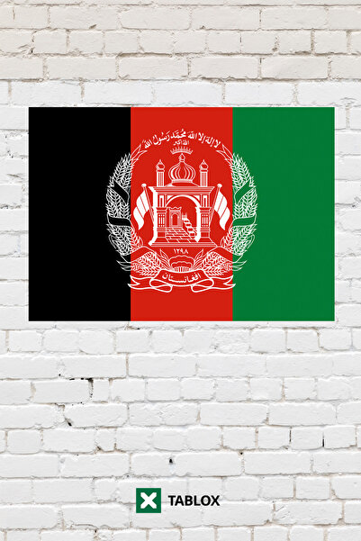 TABLOX Drapelul țării Afganistan, steag decorativ, tablou din lemn MDF, semn ...