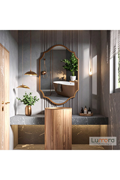 lumora mirror design Zayne Modern Bronz Boyalı MDF Çerçeveli Dekoratif Ayna