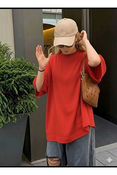 New Shine Solid Color Red T-Shirt