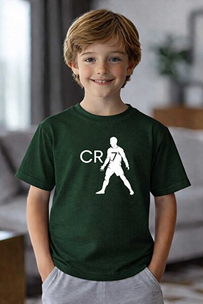 New Shine Ronaldo Printed Green Kids T-Shirt