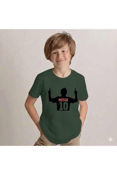 New Shine Messi Printed Green Kids T-Shirt