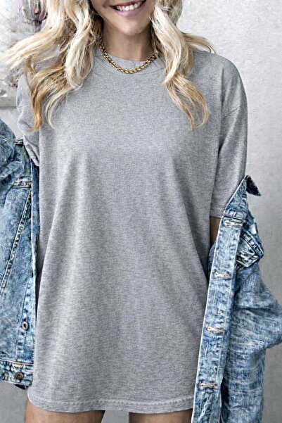 New Shine Solid Color Gray T-Shirt