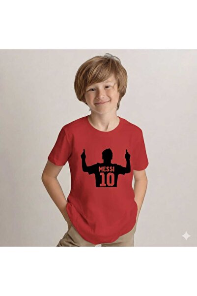 New Shine Messi Printed Red Kids T-Shirt
