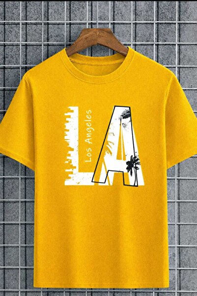 New Shine La Printed Unisex Yellow T-Shirt