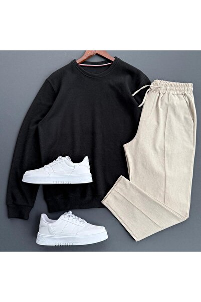 Beylerce Pulover din material tricotat + Pantaloni tip waffle, set de 2 piese