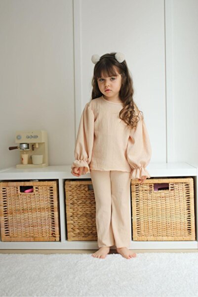 Pantulux Set de sezon pentru fete, din țesătură plisată, cu bluză cu mâneci b...