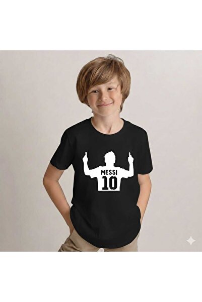New Shine Messi Printed Black Kids T-Shirt