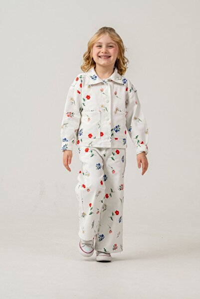 GenelTedarik Erayalpkids Floral Girl's Set Long Woven Cotton Set