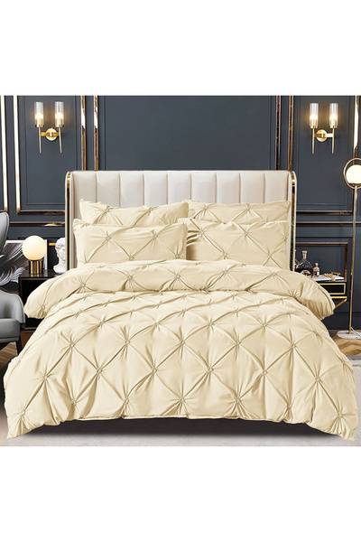 JOJO HOME Bed Linen, 6 Pieces, Embroidered Pleats, Finet Premium - Beige