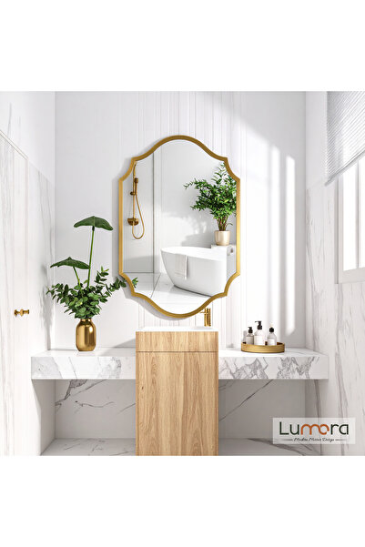 lumora mirror design Zayne Modern Gold Boyalı MDF Çerçeveli Dekoratif Ayna