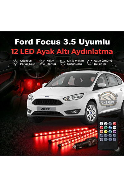 STS Oto Aksesuar Ford Focus 3.5 Uyumlu RGB Ayak Altı LED 12 Led Kumandalı Müz...