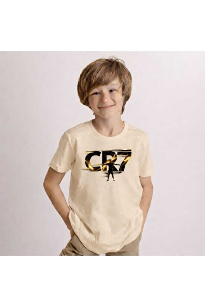 New Shine Cr7 Printed Beige Kids T-Shirt