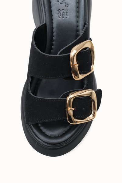 Riccon Heilrele Women's Slippers 0012908 Black Leather Textured