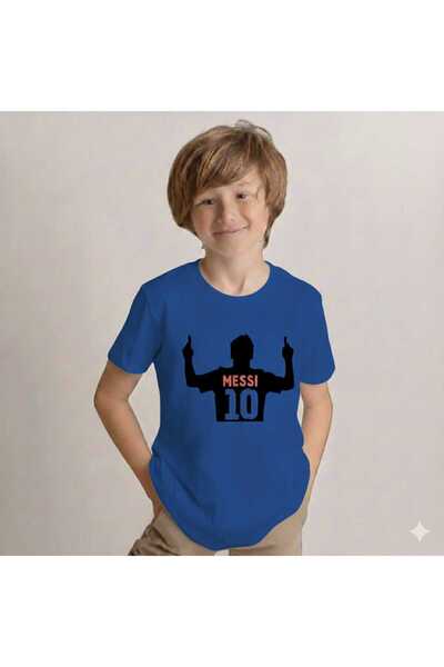 New Shine Messi Printed Saks Blue Kids T-Shirt