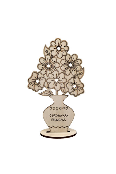 OEM Wooden decoration Jug with flowers, 17x12cm