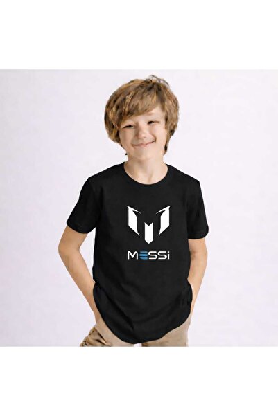 New Shine Messi Printed Black Kids T-Shirt