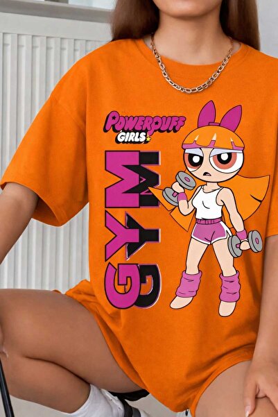 New Shine Powerpuff Girls Printed Orange T-Shirt