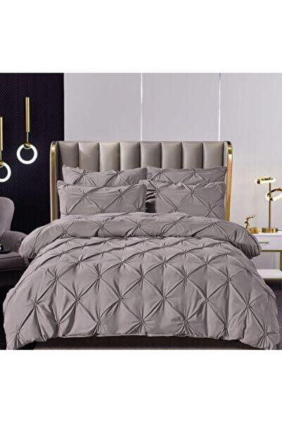 JOJO HOME Bed Linen, 6 Pieces, Embroidered Pleats, Finet Premium - Light Grey