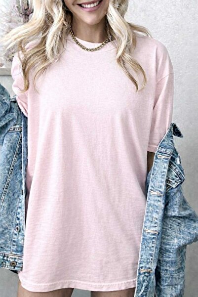 New Shine Solid Color Pink T-Shirt