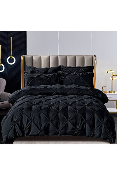 JOJO HOME Bed Linen, 6 Pieces, Embroidered Pleats, Finet Premium - Black