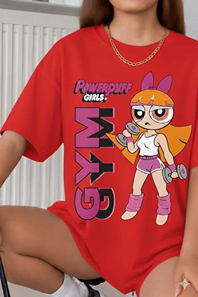 New Shine Powerpuff Girls Printed Red T-Shirt