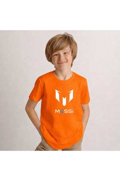 New Shine Messi Printed Orange Kids T-Shirt
